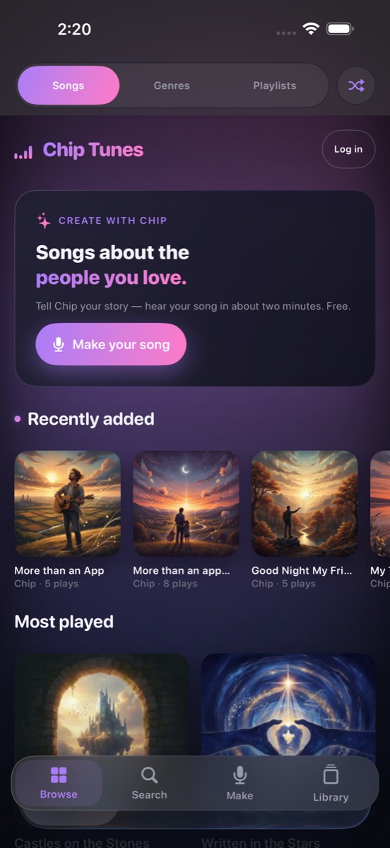 Chip Tunes browse screen